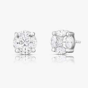 Round Illusion Diamond Studs - Size small